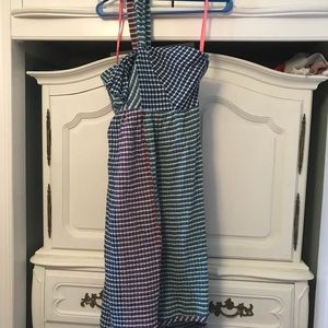 Anthropologie one shoulder plaid dress